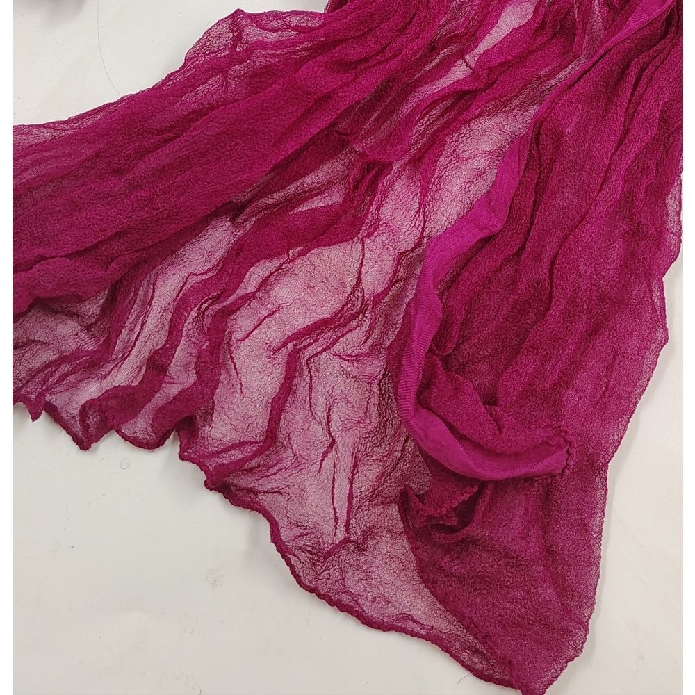 Vintage Chiffon Magenta  Pink Long Scarf - Picture 9 of 10